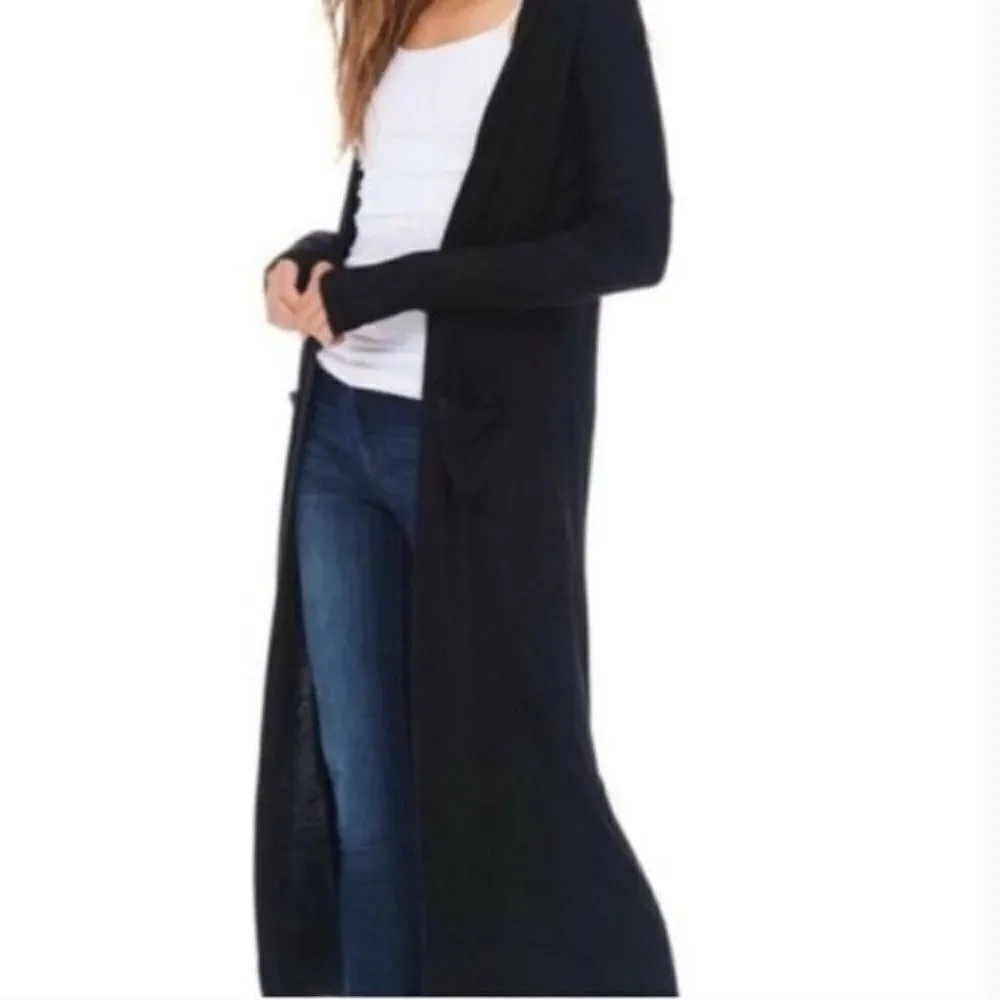 LuLaRoe Sarah Women Black Long Sleeve Open Front Duster Size S